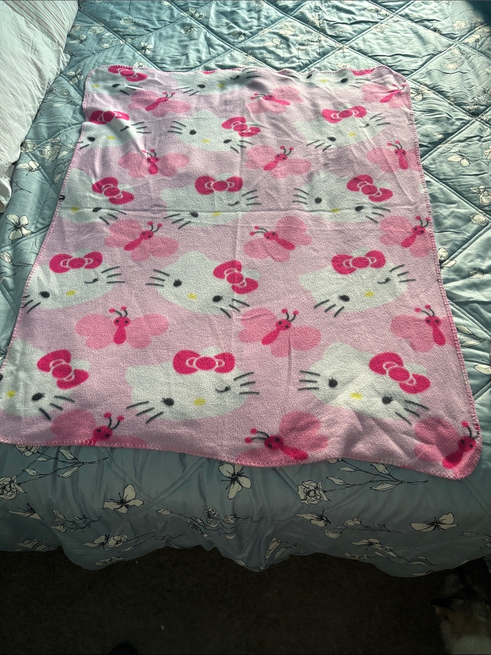 Sanrio Hello Kitty Pink White Plush Throw Blanket